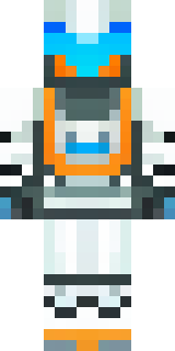 a mecha pilot in a white flight suit with a segmented helmet
