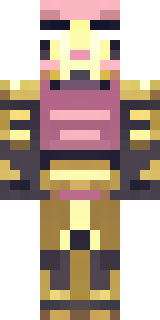 a piglin brute in gold armor with a snout and tusks