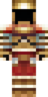 a gladiator in bronze arm guards and a red-plumed helmet