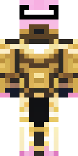 a piglin brute in gold armor with a snout and tusks