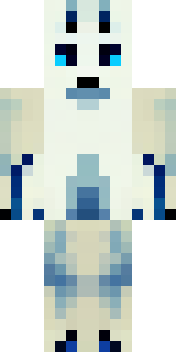 a snow fox spirit in white fur with blue markings