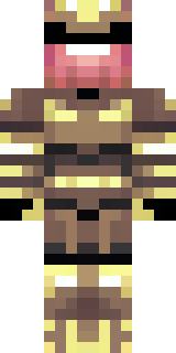 a piglin brute in gold armor with a snout and tusks