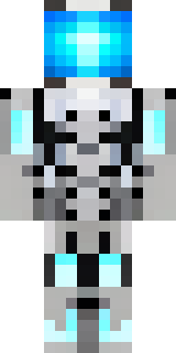 a chrome android with glowing blue eyes and exposed joints