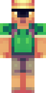 a farmer villager in a straw hat with a green apron