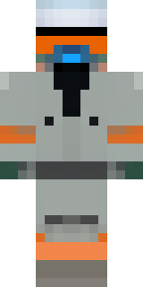 a battle-worn pilot in orange plating with scorch marks