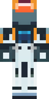 a mecha pilot in a white flight suit with a segmented helmet