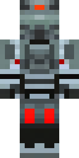 a chrome-armed enforcer in dark tactical gear with red optics