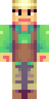 a farmer villager in a straw hat with a green apron