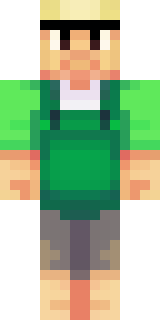 a farmer villager in a straw hat with a green apron