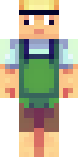 a farmer villager in a straw hat with a green apron