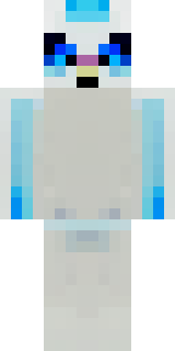 a snow fox spirit in white fur with blue markings