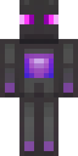 an enderman-inspired figure, tall and black with purple eyes