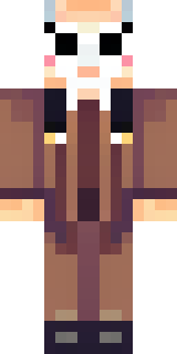 a friendly villager librarian in brown robes with glasses