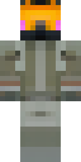 a battle-worn pilot in orange plating with scorch marks