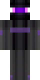 an enderman-inspired figure, tall and black with purple eyes