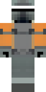 a battle-worn pilot in orange plating with scorch marks