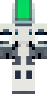 a mecha pilot in a white flight suit with a segmented helmet