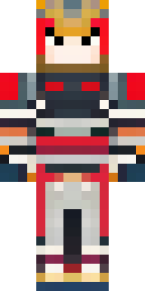 a samurai in red lacquered armor with a horned helmet