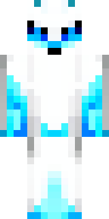a snow fox spirit in white fur with blue markings