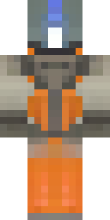 a battle-worn pilot in orange plating with scorch marks
