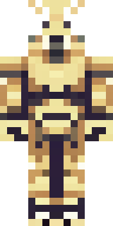 a piglin brute in gold armor with a snout and tusks