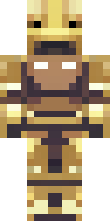 a piglin brute in gold armor with a snout and tusks