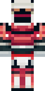 a samurai in red lacquered armor with a horned helmet