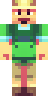 a farmer villager in a straw hat with a green apron