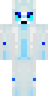 a snow fox spirit in white fur with blue markings