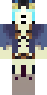 a ghostly pirate with pale skin and a tattered blue coat