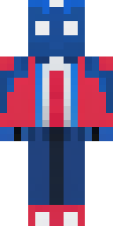 a masked hero in a sleek red and blue suit with a chest emblem