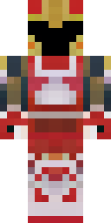 a samurai in red lacquered armor with a horned helmet