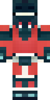 a samurai in red lacquered armor with a horned helmet