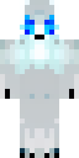 a snow fox spirit in white fur with blue markings