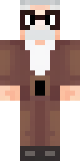 a friendly villager librarian in brown robes with glasses