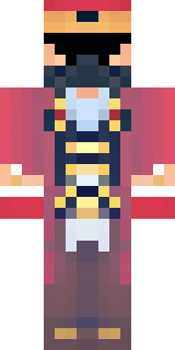 a pirate captain in a long red coat and tricorn hat