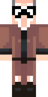 a friendly villager librarian in brown robes with glasses