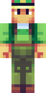 a farmer villager in a straw hat with a green apron