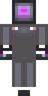 an enderman-inspired figure, tall and black with purple eyes