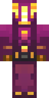 a nether hunter in crimson hide with glowing gold trim