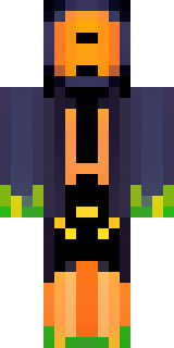 a Halloween pumpkin-headed figure in a dark cloak