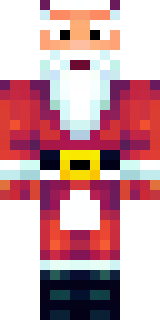 a jolly Santa in a red suit with a white beard and sack