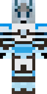 a frost knight in ice-blue armor rimed with snow