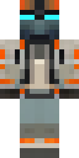 a battle-worn pilot in orange plating with scorch marks