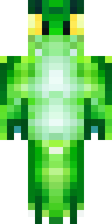 a dragon hybrid with green scales, horns and a spined tail