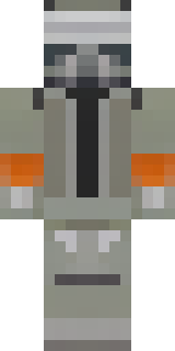 a battle-worn pilot in orange plating with scorch marks