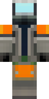 a battle-worn pilot in orange plating with scorch marks