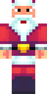 a jolly Santa in a red suit with a white beard and sack
