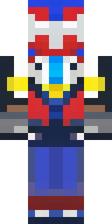a masked hero in a sleek red and blue suit with a chest emblem