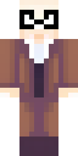 a friendly villager librarian in brown robes with glasses